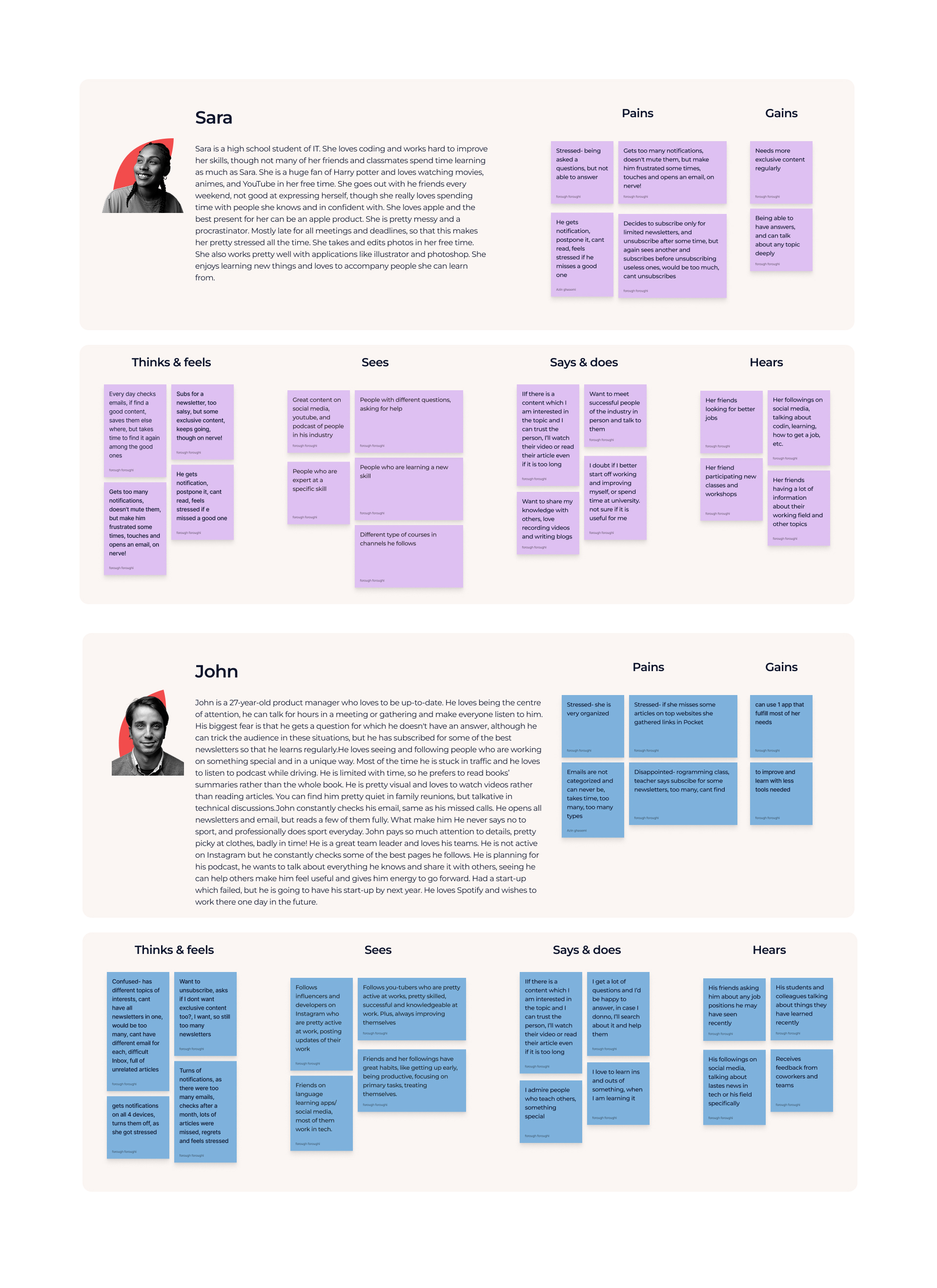 Empathy map and persona